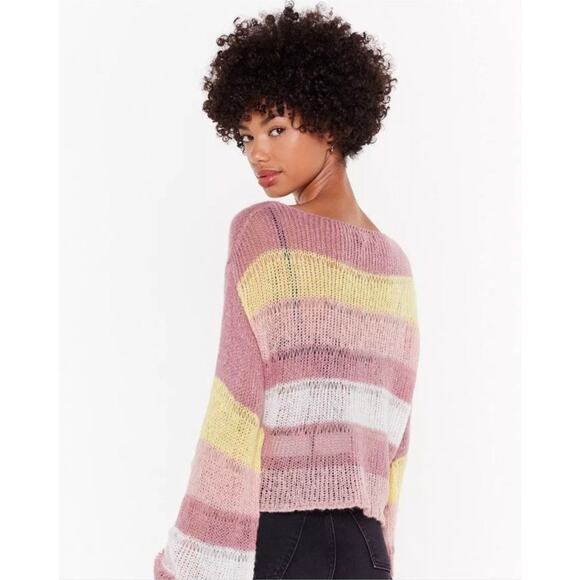NWT Nasty gal Laguna Stripe Crop Sweater Size M - Picture 2 of 6